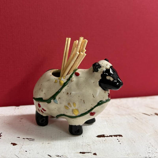 Christmas Sheep Toothpick Holder- Christmas Mud Pie