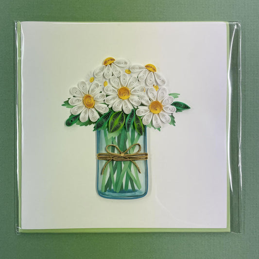 Mason Jar Daisies Quilling Card - 5x5