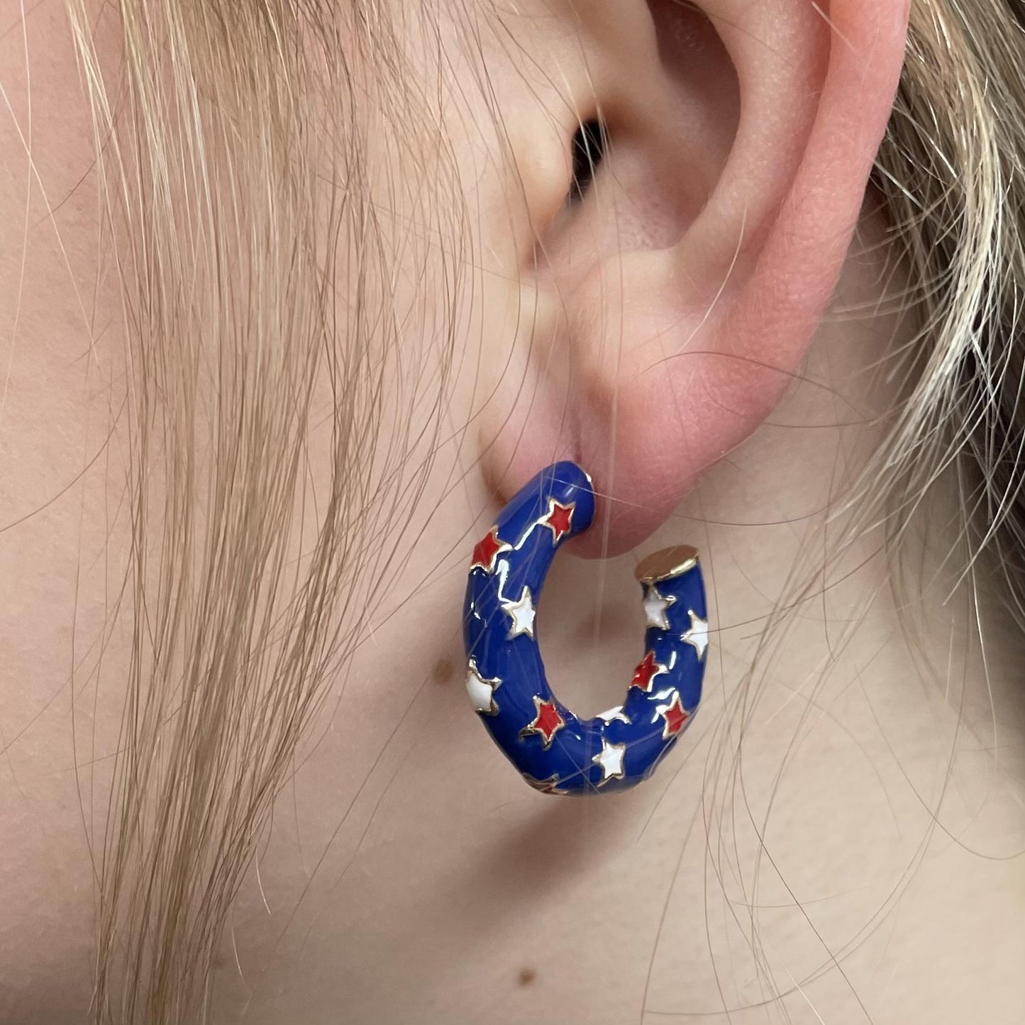 Patriotic Star Hoop Earrings- FC