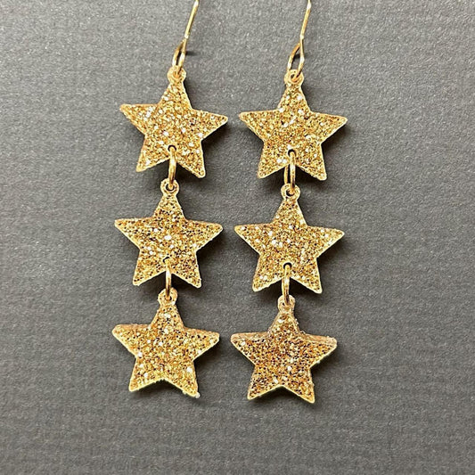 Gold Dangle Star Earrings- Doohickies