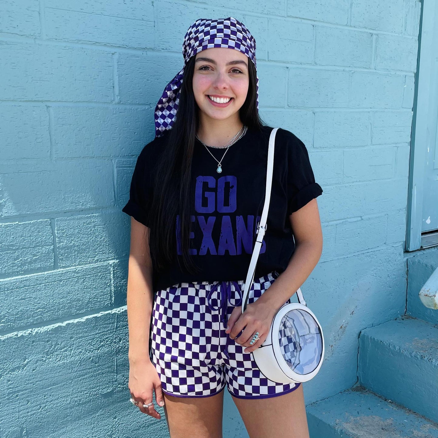 Purple Checkered Shorts