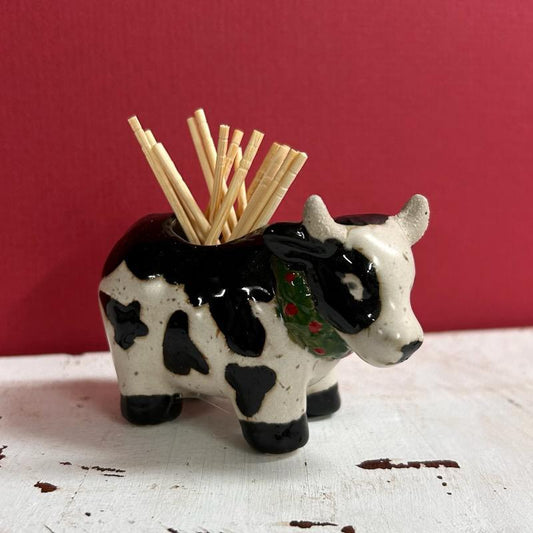 Christmas Cow Toothpick Holder- Christmas Mud Pie