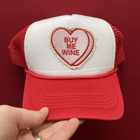 Buy Me Wine Conversation Heart Trucker