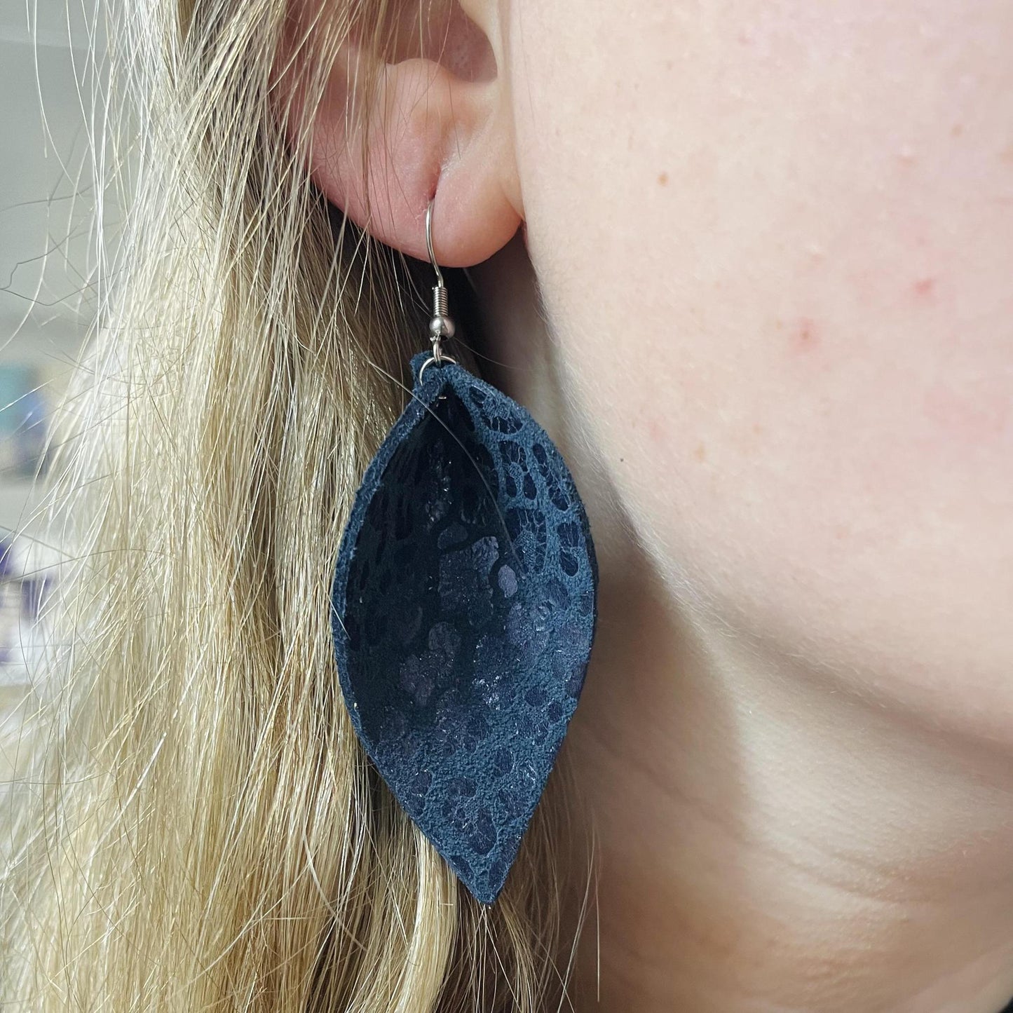 Navy Leopard Earrings- Doohickies