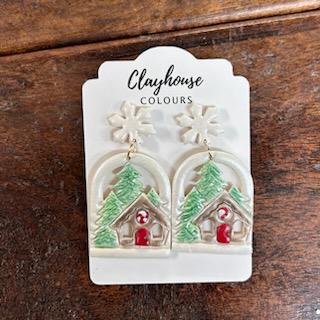 Gingerbread House Earrings- Clayhouse Colours