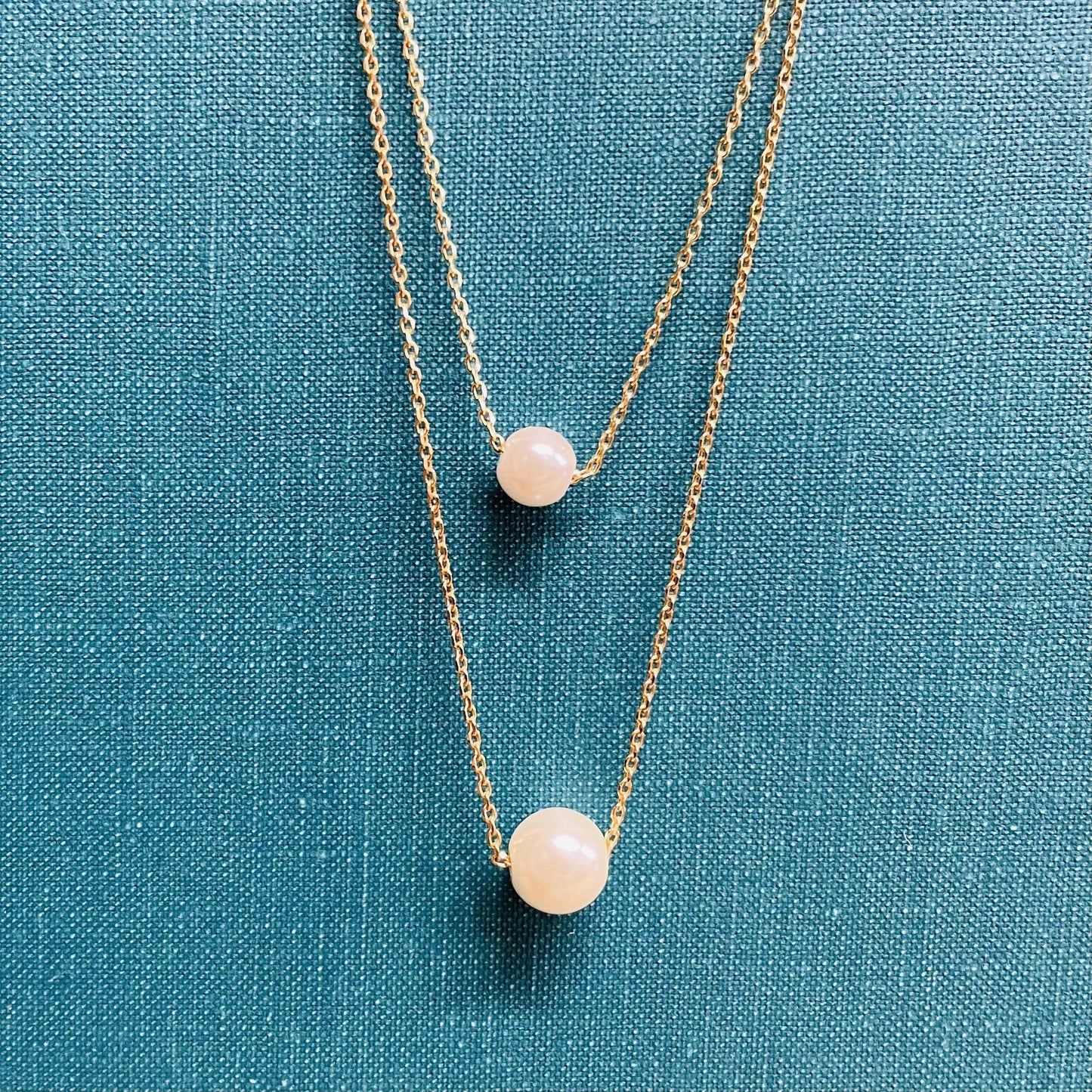 Gold Double Layered Pearl Necklace