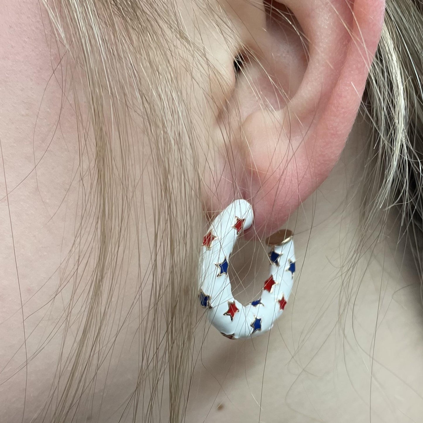 Patriotic Star Hoop Earrings- FC