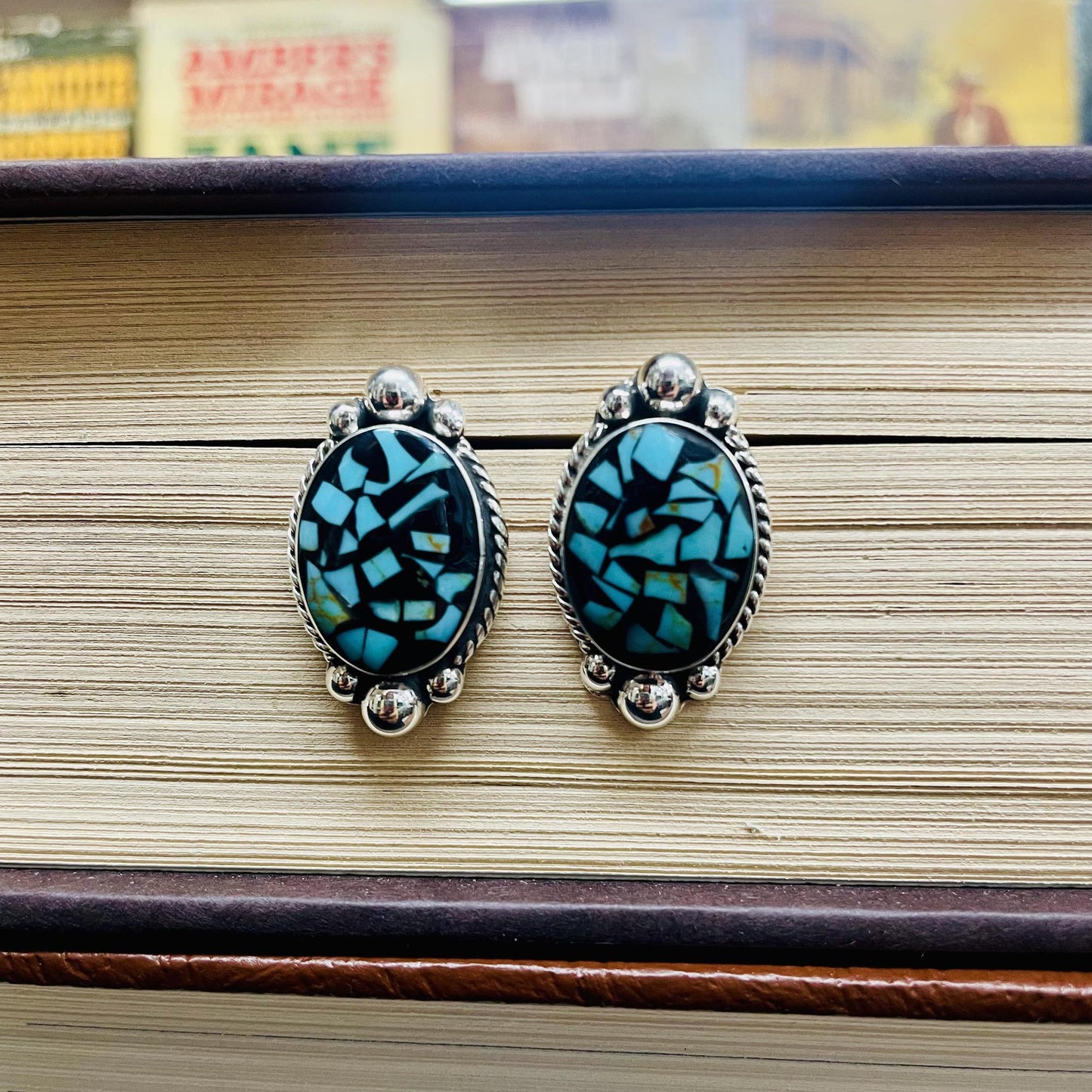 Mosaic Onyx & Turquoise Earrings - Boho Sol