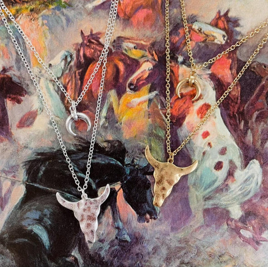 Steer Head Layered Necklace - Boho Ranch Shop