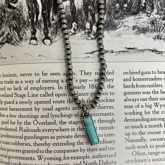 Navajo Bead Choker Turquoise Pendant Necklace