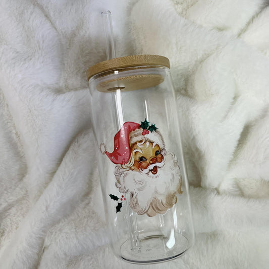 Vintage Santa Glass Can