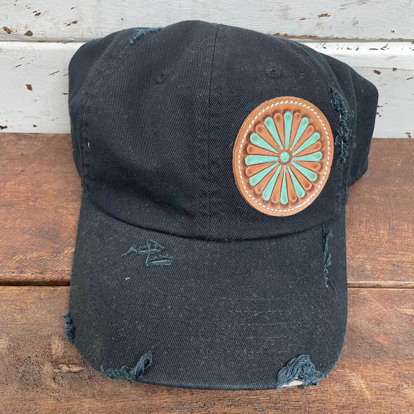 Black Cap w/ Needlepoint Concho Patch- McIntire