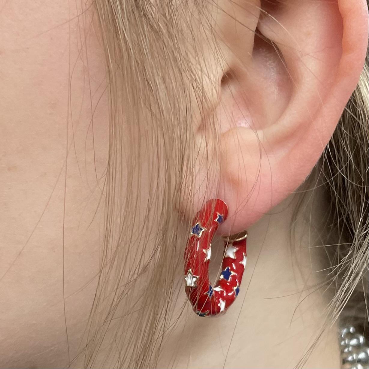 Patriotic Star Hoop Earrings- FC