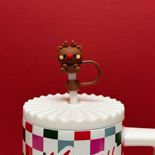 Christmas Straw Topper - Reindeer