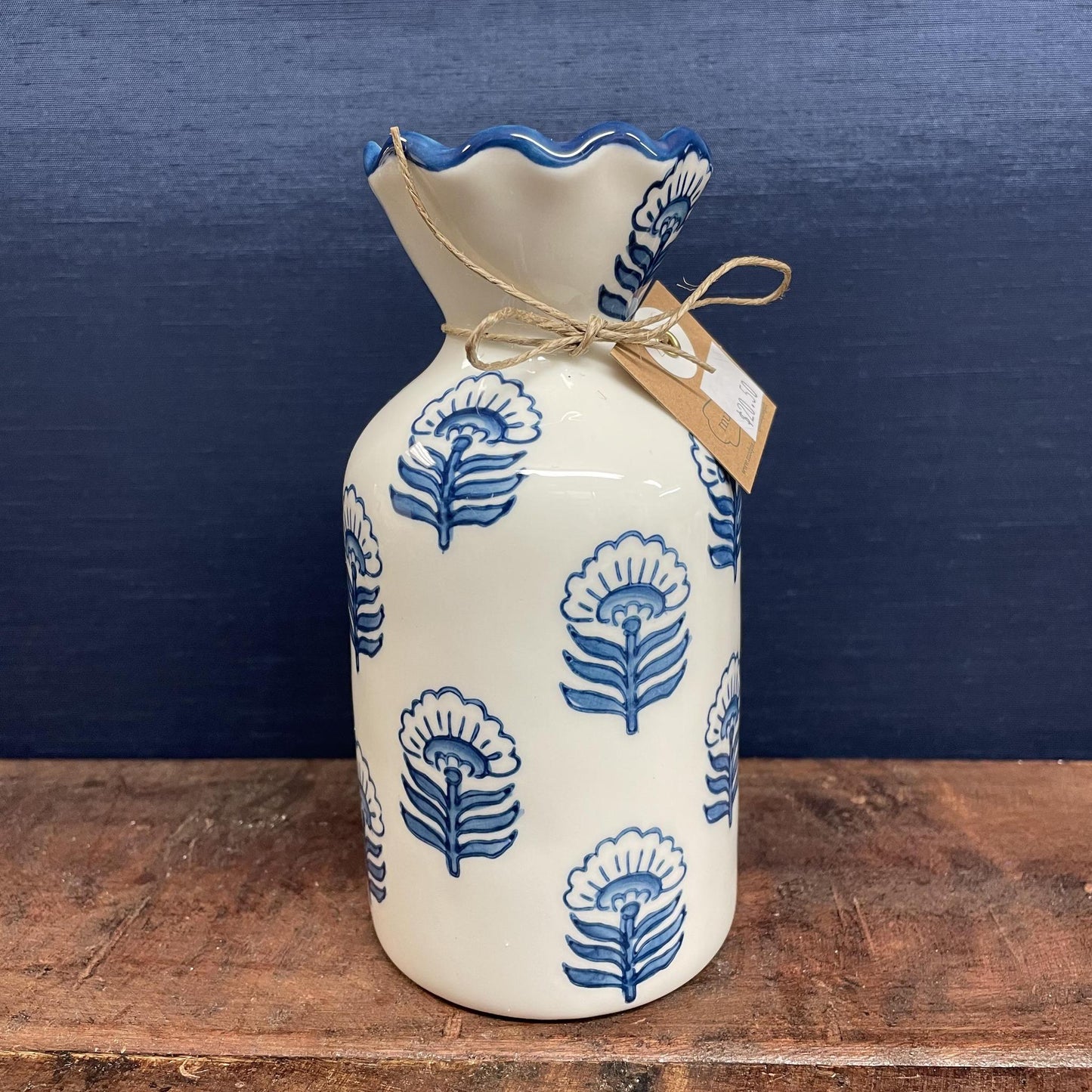 Blue Printed Bud Vases - Mud Pie