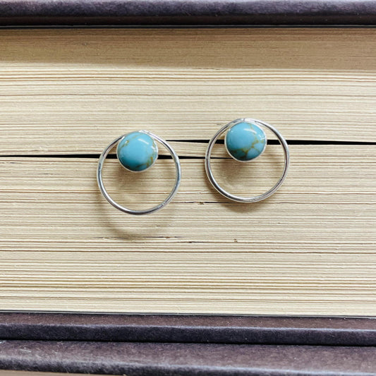 Turquoise Double Circle Earrings - Boho Sol