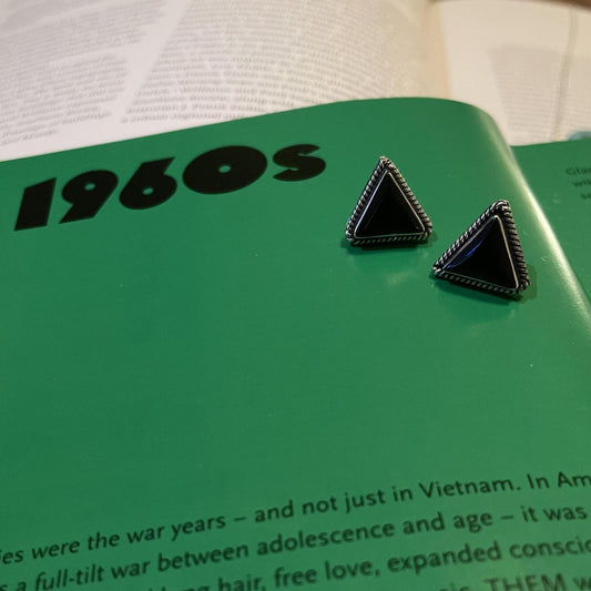 Black Triangle Stud Earrings- Boho Sol