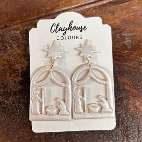 Pearl Nativity Earrings- Clayhouse Colours