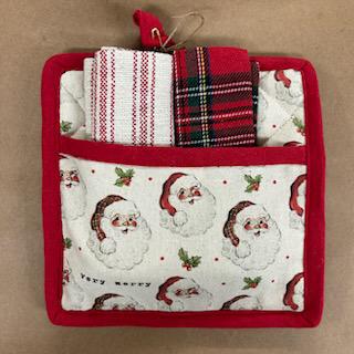 Vintage Santa Pot Holder Set- Mud Pie