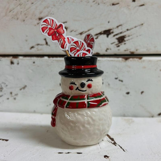 Snowman Toothpick Holder- Christmas Mud Pie