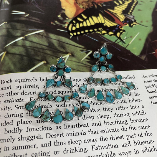 Turquoise Chandelier Post Earrings - Boho Sol