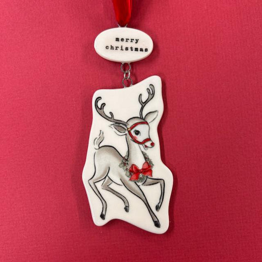 Retro Reindeer Ornament- Christmas Mud Pie