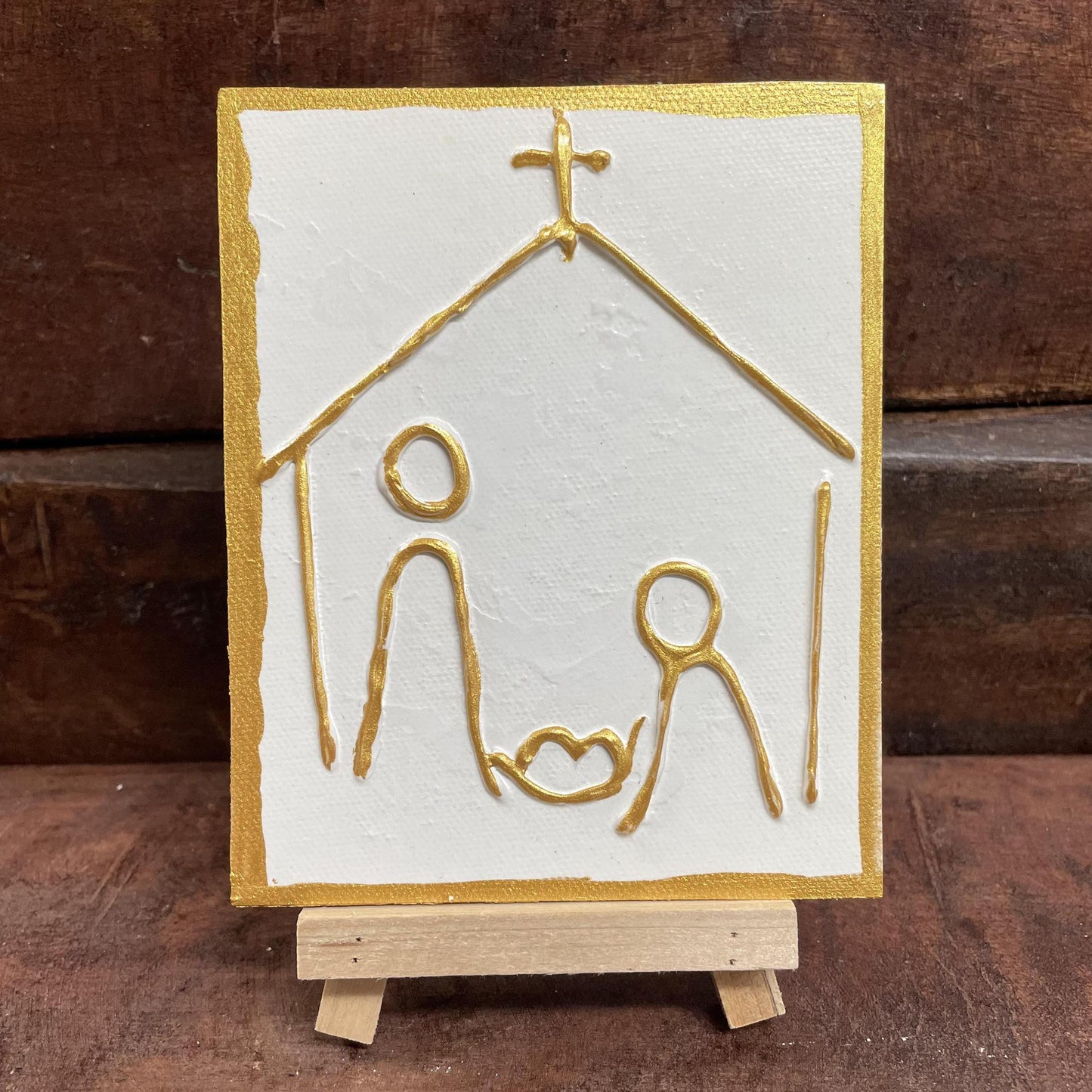 Nativity Easel Gold Plaque- Mud Pie