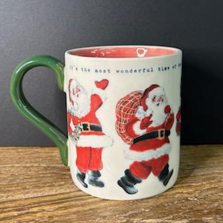 Vintage Santa Wreath Mug- Mud Pie