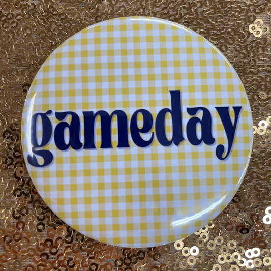 Yellow Gingham Gameday - 3" Button