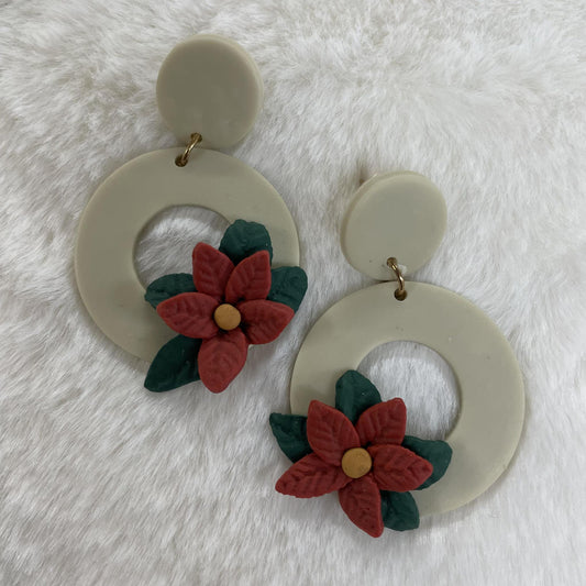 Christmas Wreath Clay Drop Earrings