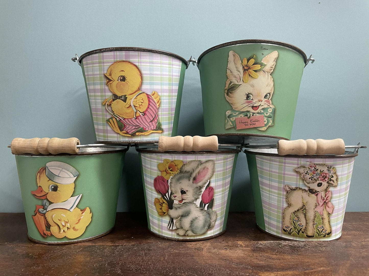 Vintage Happy Easter Bucket- Primitives by Kathy