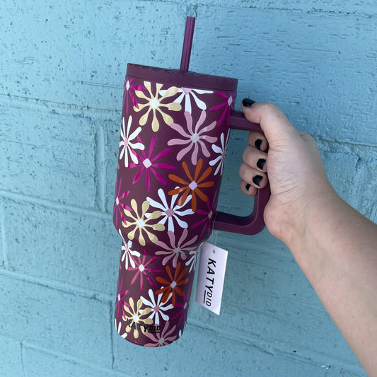 Maroon Floral Tumbler- Katydid