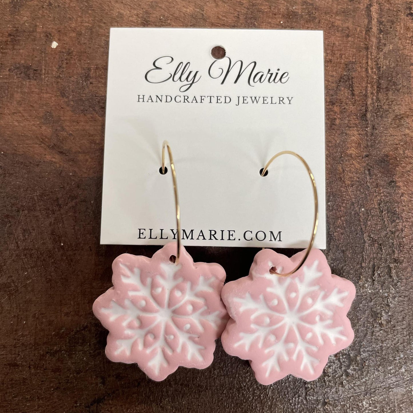 Pink Snowflake Hoops - Elly Marie