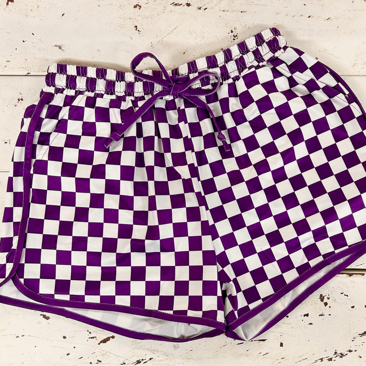 Purple Checkered Shorts