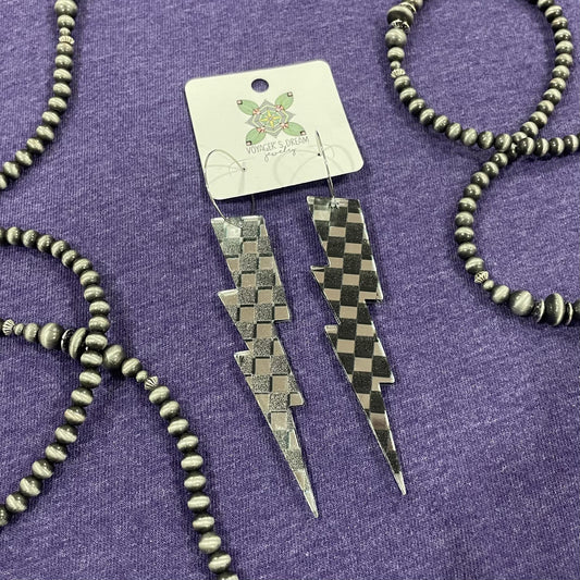 Checkered Lightning Earrings- Voyager's Dream