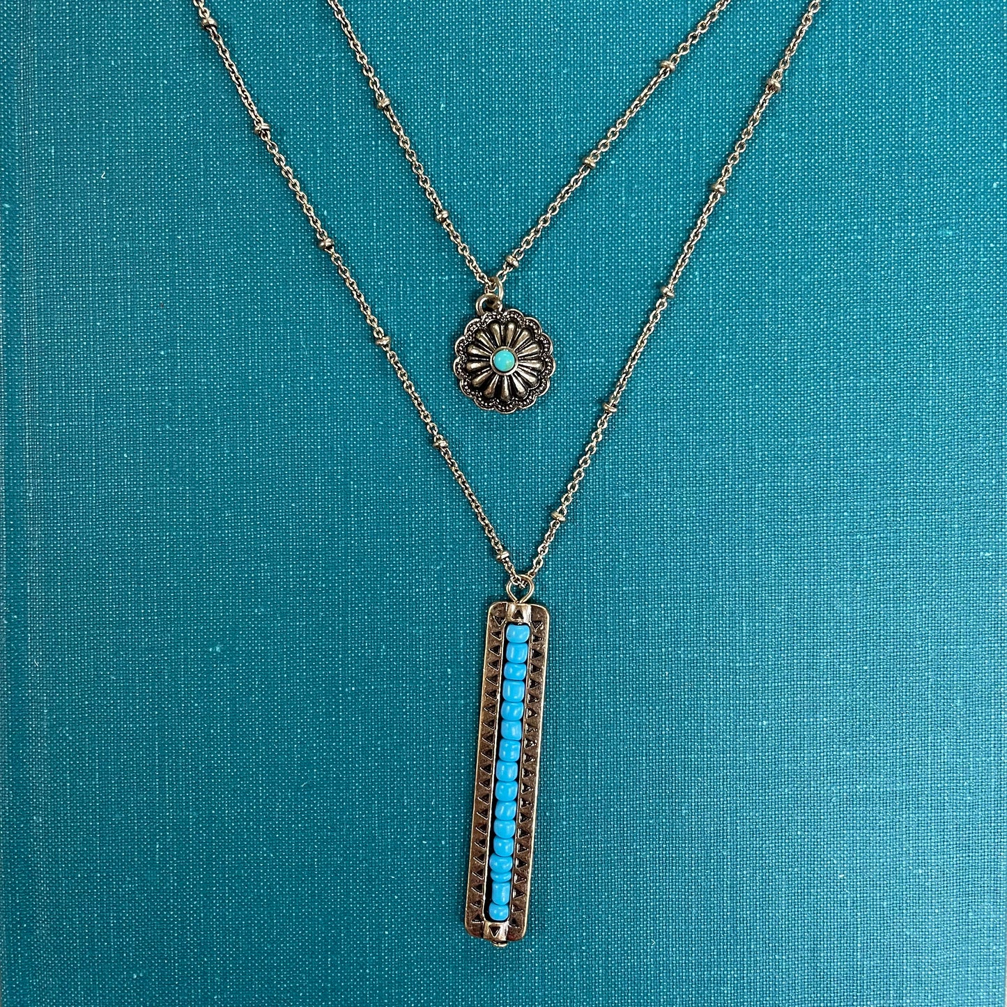 Gold and Turquoise Bar Necklace Set