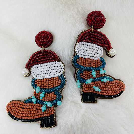 Christmas Boot Beaded- Earrings