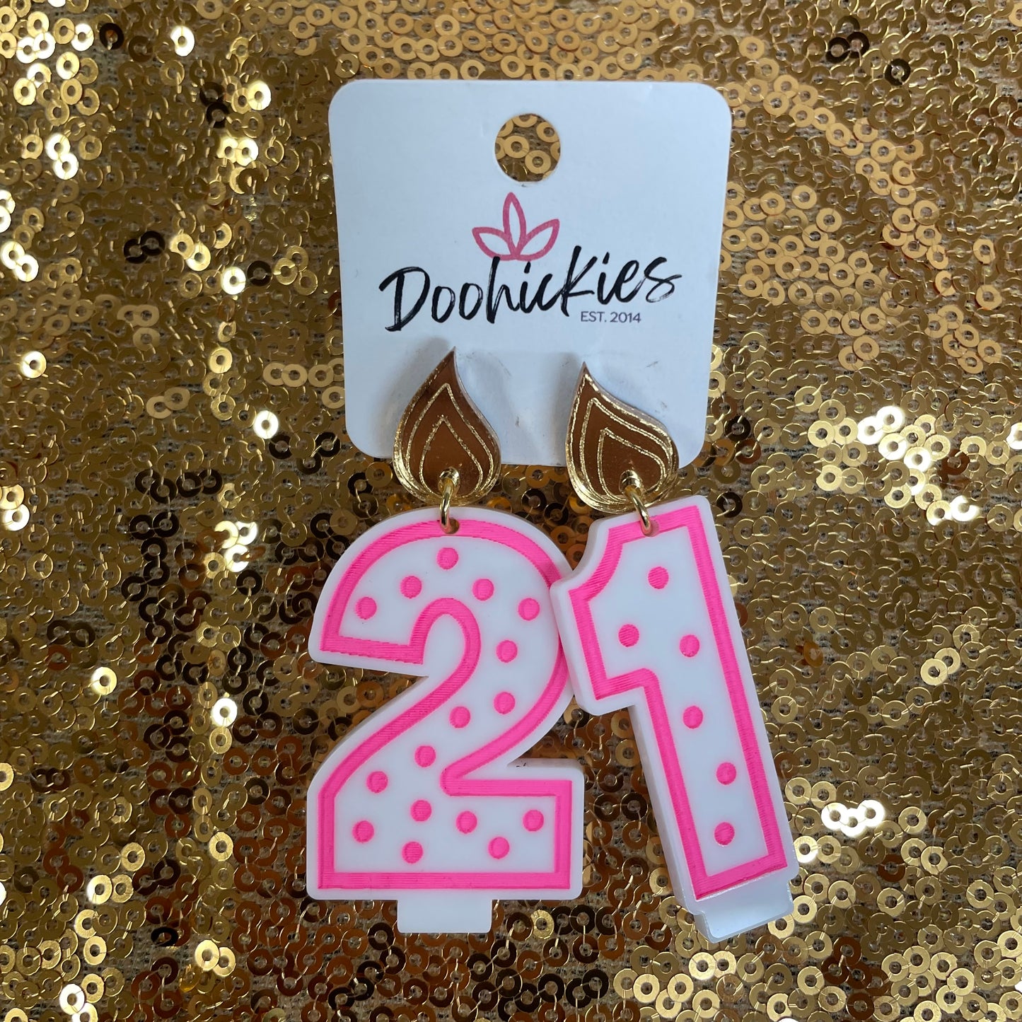 Birthday Candle Pink Earrings