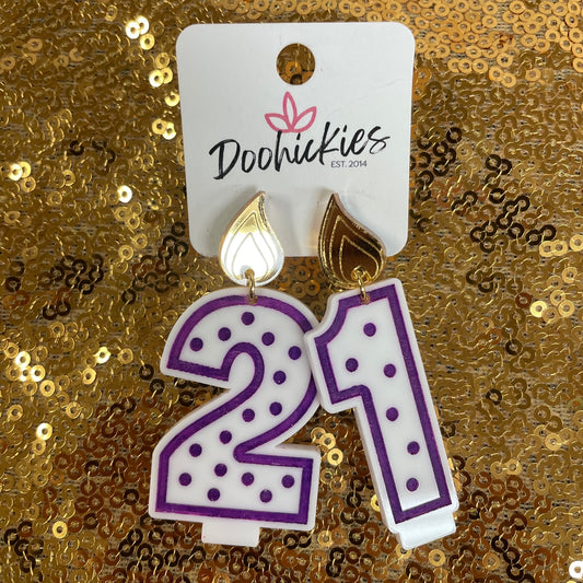 Birthday Candle Purple Earrings