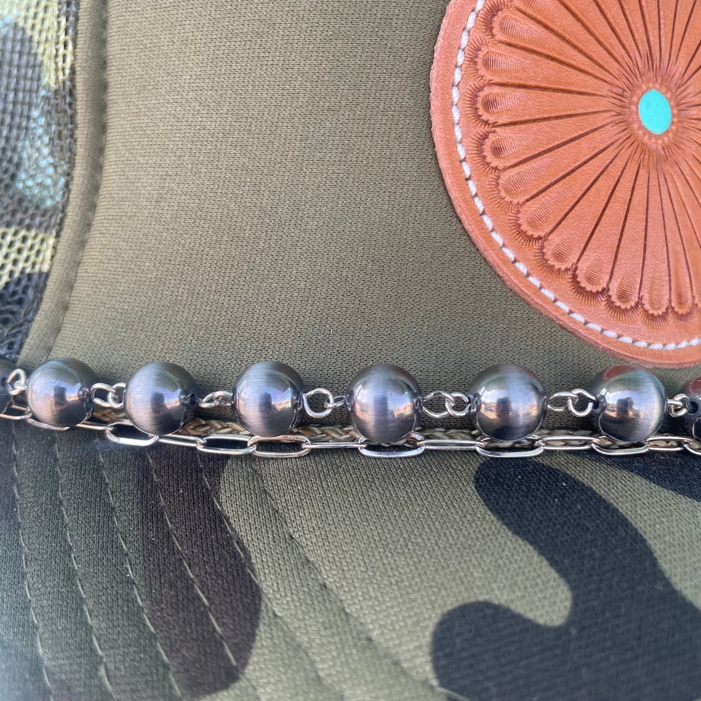 Western Navajo Style Pearl Trucker Hat Chain - Boho Ranch Shop