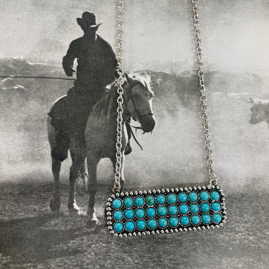 Western Turquoise Bar Necklace - Boho Ranch Shop