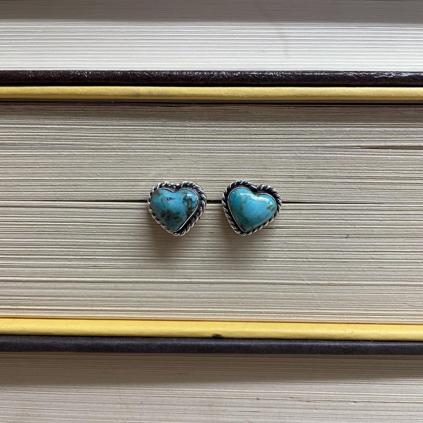 Turquoise Heart Studs - Boho Sol