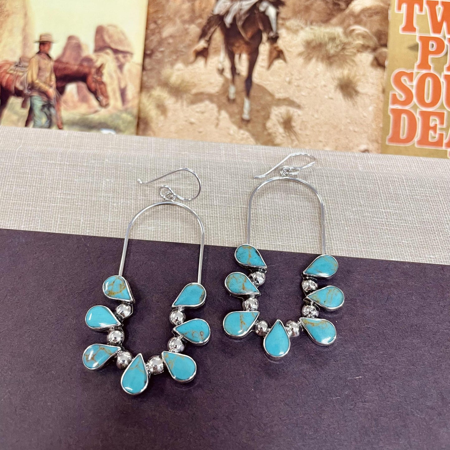 Oval Naja Turquoise Dangle Earrings - Boho Sol