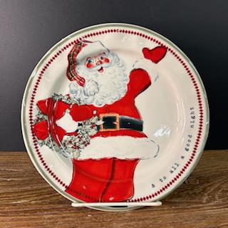 Wreath Santa Salad Plate- Mud Pie