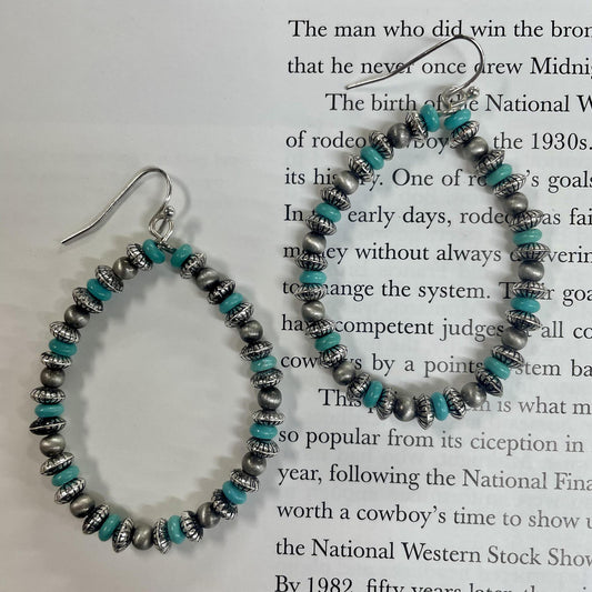 Western Navajo Style Multi Bead Hoop Earrings