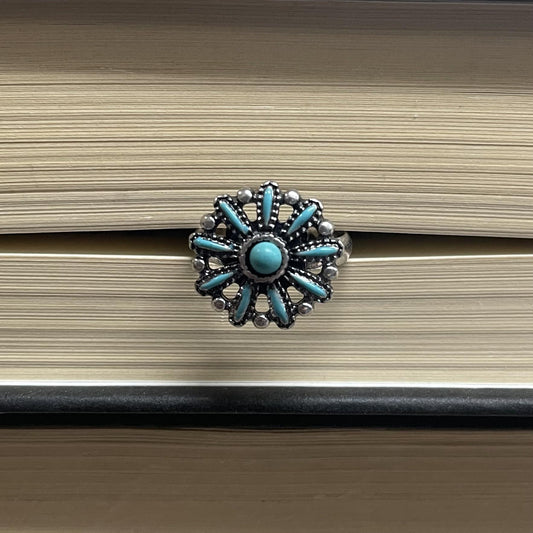 Sunburst Turquoise Adjustable Ring