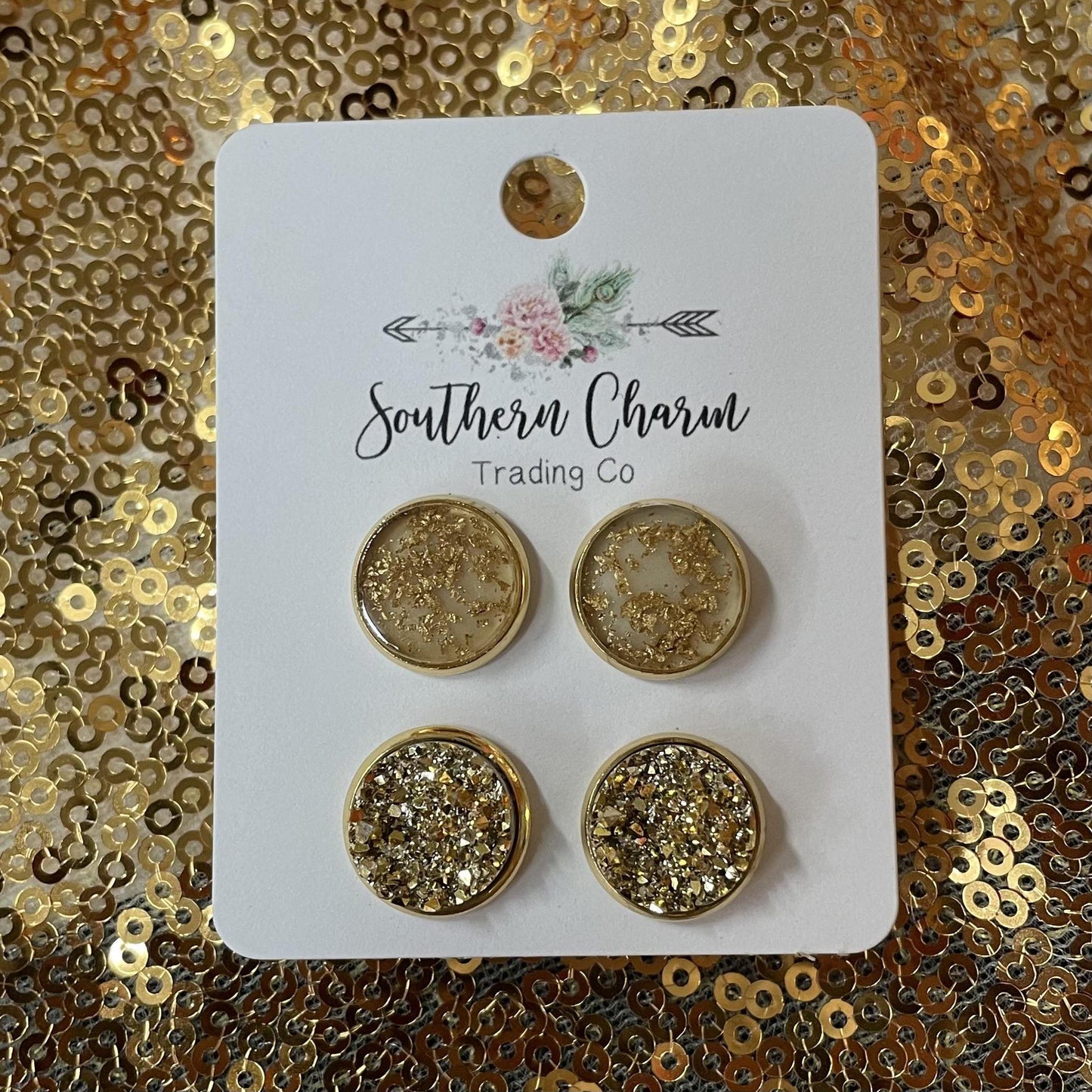 Set of 2 Gold Earrings- Doohickies