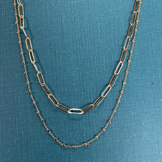 Double Layered Chain Necklace - Gold