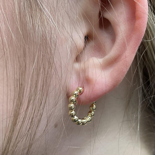 Ball Hoop Gold Earrings- FC