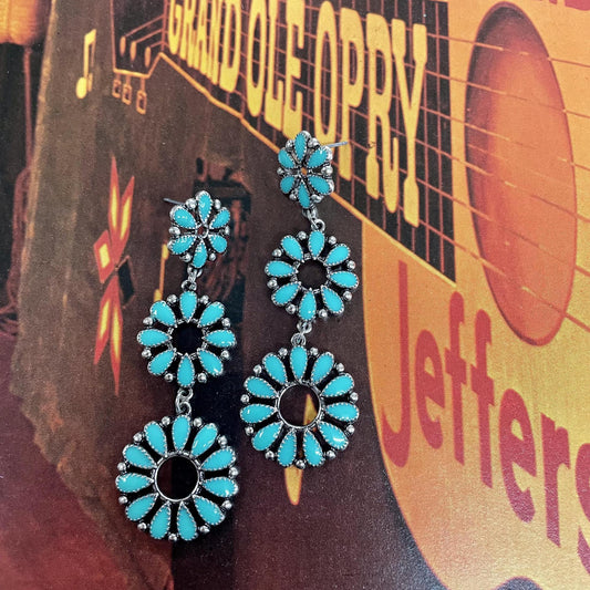 Western Drop Casting Earrings - Turquoise